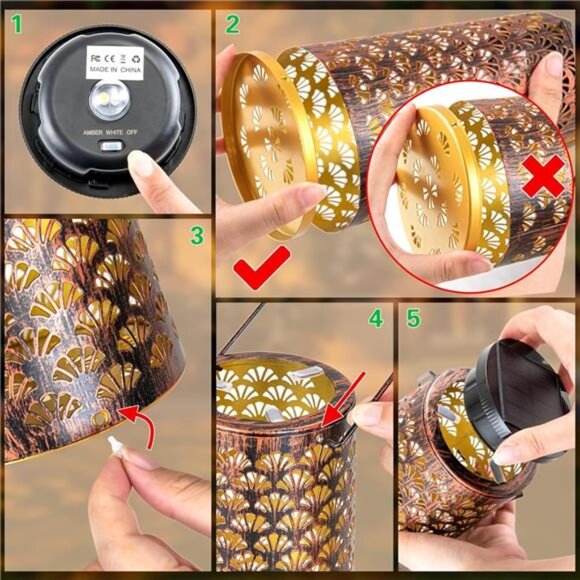 Solar Lanterns Outdoor Waterproof, 2 Pack Hanging Yard Decor Outdoor Lights - Picture 6 of 7